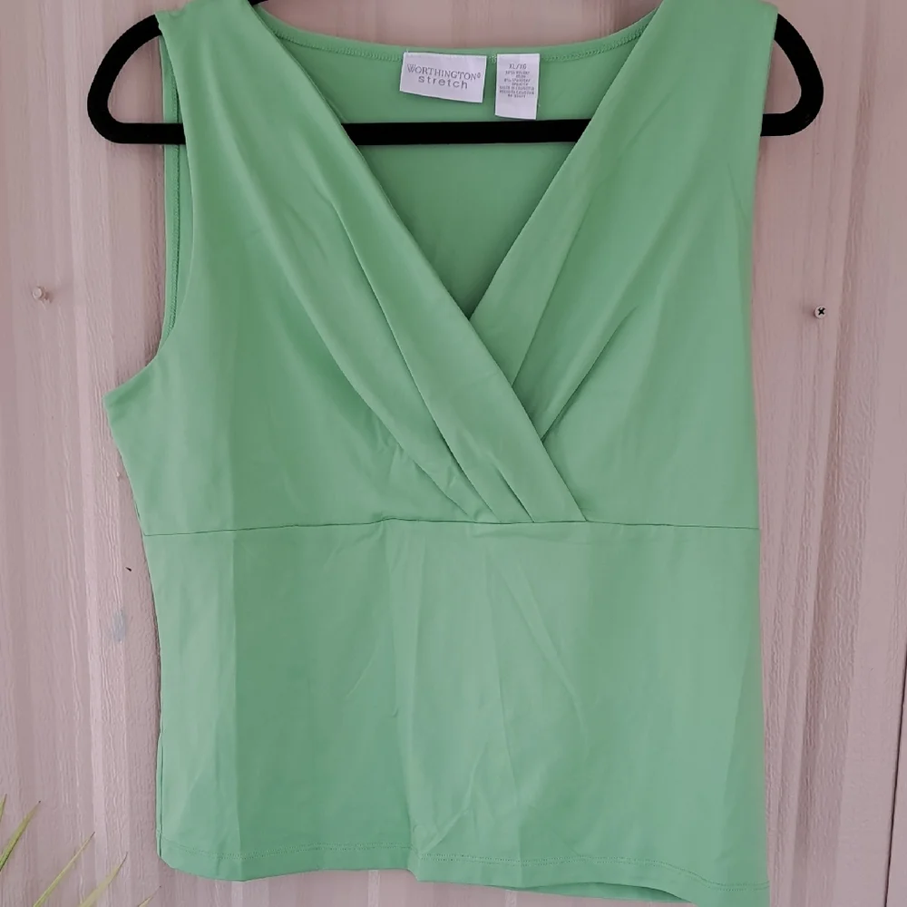Worthington Stretch Vibrant V-Neck Tank Tops - Red, Yellow, Green - Picture 7 of 12